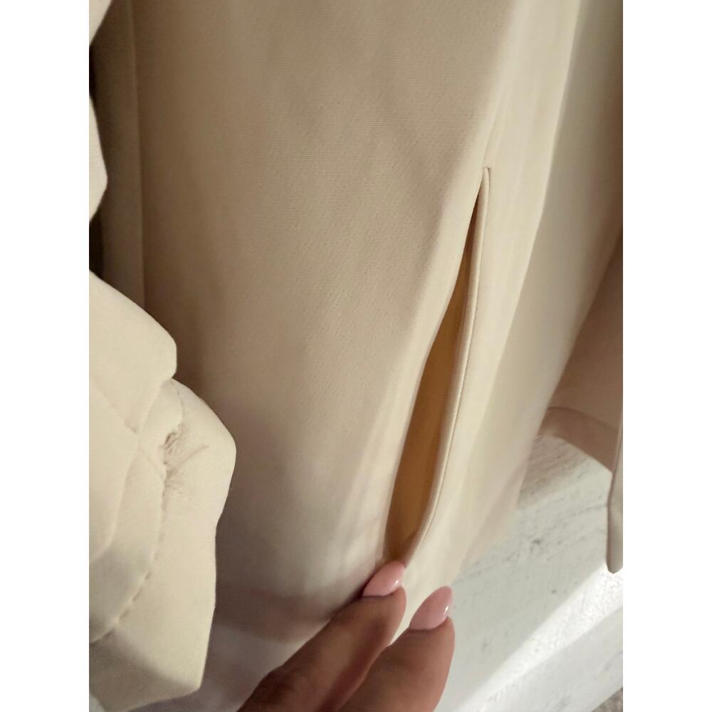 The Workshop Cream Open Front Blazer Ruched Sleeve Jacket Women's S/M - Picture 6 of 8